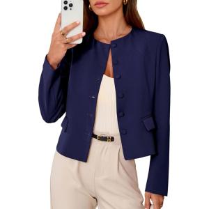 image:imagePRETTYGARDEN Women Blazers Business Casual Outfits 2026 Fall Fashion Long Sleeve Professional Office Work Suit Jacket ClothesNavy