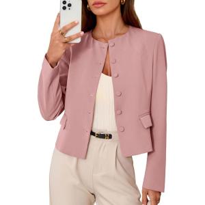 image:imagePRETTYGARDEN Women Blazers Business Casual Outfits 2026 Fall Fashion Long Sleeve Professional Office Work Suit Jacket ClothesPink