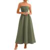 image:imagePRETTYGARDEN Cocktail Dresses for Women 2026 Summer Formal Elegant Tube Top Strapless Spring Wedding Guest Party Midi DressArmy Green