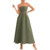 image:imagePRETTYGARDEN Cocktail Dresses for Women 2026 Summer Formal Elegant Tube Top Strapless Spring Wedding Guest Party Midi DressArmy Green