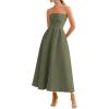 image:imagePRETTYGARDEN Cocktail Dresses for Women 2026 Summer Formal Elegant Tube Top Strapless Spring Wedding Guest Party Midi DressArmy Green