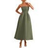 image:imagePRETTYGARDEN Cocktail Dresses for Women 2026 Summer Formal Elegant Tube Top Strapless Spring Wedding Guest Party Midi DressArmy Green