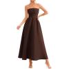 image:imagePRETTYGARDEN Cocktail Dresses for Women 2026 Summer Formal Elegant Tube Top Strapless Spring Wedding Guest Party Midi DressBrown