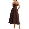 image:imagePRETTYGARDEN Cocktail Dresses for Women 2026 Summer Formal Elegant Tube Top Strapless Spring Wedding Guest Party Midi DressBrown