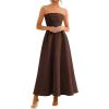 image:imagePRETTYGARDEN Cocktail Dresses for Women 2026 Summer Formal Elegant Tube Top Strapless Spring Wedding Guest Party Midi DressBrown