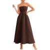 image:imagePRETTYGARDEN Cocktail Dresses for Women 2026 Summer Formal Elegant Tube Top Strapless Spring Wedding Guest Party Midi DressBrown