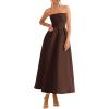 image:imagePRETTYGARDEN Cocktail Dresses for Women 2026 Summer Formal Elegant Tube Top Strapless Spring Wedding Guest Party Midi DressBrown