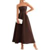 image:imagePRETTYGARDEN Cocktail Dresses for Women 2026 Summer Formal Elegant Tube Top Strapless Spring Wedding Guest Party Midi DressBrown