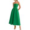 image:imagePRETTYGARDEN Cocktail Dresses for Women 2026 Summer Formal Elegant Tube Top Strapless Spring Wedding Guest Party Midi DressGreen