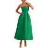 image:imagePRETTYGARDEN Cocktail Dresses for Women 2026 Summer Formal Elegant Tube Top Strapless Spring Wedding Guest Party Midi DressGreen