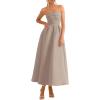 image:imagePRETTYGARDEN Cocktail Dresses for Women 2026 Summer Formal Elegant Tube Top Strapless Spring Wedding Guest Party Midi DressKhaki