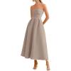 image:imagePRETTYGARDEN Cocktail Dresses for Women 2026 Summer Formal Elegant Tube Top Strapless Spring Wedding Guest Party Midi DressKhaki