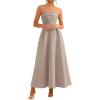 image:imagePRETTYGARDEN Cocktail Dresses for Women 2026 Summer Formal Elegant Tube Top Strapless Spring Wedding Guest Party Midi DressKhaki