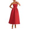 image:imagePRETTYGARDEN Cocktail Dresses for Women 2026 Summer Formal Elegant Tube Top Strapless Spring Wedding Guest Party Midi DressRed