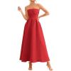 image:imagePRETTYGARDEN Cocktail Dresses for Women 2026 Summer Formal Elegant Tube Top Strapless Spring Wedding Guest Party Midi DressRed