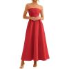 image:imagePRETTYGARDEN Cocktail Dresses for Women 2026 Summer Formal Elegant Tube Top Strapless Spring Wedding Guest Party Midi DressRed