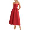 image:imagePRETTYGARDEN Cocktail Dresses for Women 2026 Summer Formal Elegant Tube Top Strapless Spring Wedding Guest Party Midi DressRed