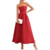 image:imagePRETTYGARDEN Cocktail Dresses for Women 2026 Summer Formal Elegant Tube Top Strapless Spring Wedding Guest Party Midi DressRed
