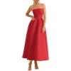 image:imagePRETTYGARDEN Cocktail Dresses for Women 2026 Summer Formal Elegant Tube Top Strapless Spring Wedding Guest Party Midi DressRed