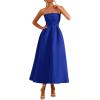 image:imagePRETTYGARDEN Cocktail Dresses for Women 2026 Summer Formal Elegant Tube Top Strapless Spring Wedding Guest Party Midi DressRoyal Blue