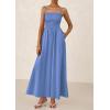 image:imagePRETTYGARDEN Womens Smocked Maxi Dresses 2026 Summer Sundress Casual Spaghetti Strap Swing A Line Long Flowy Beach DressBlue