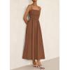 image:imagePRETTYGARDEN Womens Smocked Maxi Dresses 2026 Summer Sundress Casual Spaghetti Strap Swing A Line Long Flowy Beach DressBrown