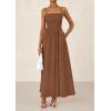 image:imagePRETTYGARDEN Womens Smocked Maxi Dresses 2026 Summer Sundress Casual Spaghetti Strap Swing A Line Long Flowy Beach DressBrown