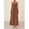 image:imagePRETTYGARDEN Womens Smocked Maxi Dresses 2026 Summer Sundress Casual Spaghetti Strap Swing A Line Long Flowy Beach DressBrown