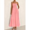 image:imagePRETTYGARDEN Womens Smocked Maxi Dresses 2026 Summer Sundress Casual Spaghetti Strap Swing A Line Long Flowy Beach DressPink