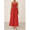 image:imagePRETTYGARDEN Womens Smocked Maxi Dresses 2026 Summer Sundress Casual Spaghetti Strap Swing A Line Long Flowy Beach DressRed