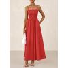 image:imagePRETTYGARDEN Womens Smocked Maxi Dresses 2026 Summer Sundress Casual Spaghetti Strap Swing A Line Long Flowy Beach DressRed