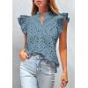 image:imagePRETTYGARDEN Womens Summer Tops 2026 Dressy Casual Ruffle Cap Sleeve Button V Neck Embroidered Eyelet Blouses ShirtsGrey Blue