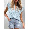 image:imagePRETTYGARDEN Womens Summer Tops 2026 Dressy Casual Ruffle Cap Sleeve Button V Neck Embroidered Eyelet Blouses ShirtsLight Blue