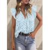image:imagePRETTYGARDEN Womens Summer Tops 2026 Dressy Casual Ruffle Cap Sleeve Button V Neck Embroidered Eyelet Blouses ShirtsLight Blue
