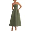 image:imagePRETTYGARDEN Cocktail Dresses for Women 2026 Summer Formal Elegant Tube Top Strapless Spring Wedding Guest Party Midi DressArmy Green