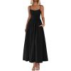 image:imagePRETTYGARDEN Womens Smocked Maxi Dresses 2026 Summer Sundress Casual Spaghetti Strap Swing A Line Long Flowy Beach DressBlack
