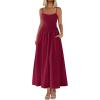 image:imagePRETTYGARDEN Womens Smocked Maxi Dresses 2026 Summer Sundress Casual Spaghetti Strap Swing A Line Long Flowy Beach DressWine Red