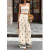 image:imagePRETTYGARDEN 2 Piece Sets for Women Summer 2026 Travel Outfits Print Tube Tops Wide Leg Pants Beach Vacation ClothesBeige