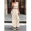 image:imagePRETTYGARDEN 2 Piece Sets for Women Summer 2026 Travel Outfits Print Tube Tops Wide Leg Pants Beach Vacation ClothesBeige