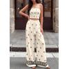 image:imagePRETTYGARDEN 2 Piece Sets for Women Summer 2026 Travel Outfits Print Tube Tops Wide Leg Pants Beach Vacation ClothesBeige