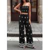image:imagePRETTYGARDEN 2 Piece Sets for Women Summer 2026 Travel Outfits Print Tube Tops Wide Leg Pants Beach Vacation ClothesBlack