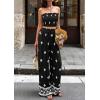 image:imagePRETTYGARDEN 2 Piece Sets for Women Summer 2026 Travel Outfits Print Tube Tops Wide Leg Pants Beach Vacation ClothesBlack