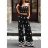 image:imagePRETTYGARDEN 2 Piece Sets for Women Summer 2026 Travel Outfits Print Tube Tops Wide Leg Pants Beach Vacation ClothesBlack