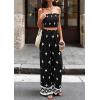 image:imagePRETTYGARDEN 2 Piece Sets for Women Summer 2026 Travel Outfits Print Tube Tops Wide Leg Pants Beach Vacation ClothesBlack