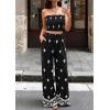 image:imagePRETTYGARDEN 2 Piece Sets for Women Summer 2026 Travel Outfits Print Tube Tops Wide Leg Pants Beach Vacation ClothesBlack