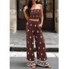 image:imagePRETTYGARDEN 2 Piece Sets for Women Summer 2026 Travel Outfits Print Tube Tops Wide Leg Pants Beach Vacation ClothesBrown