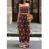 image:imagePRETTYGARDEN 2 Piece Sets for Women Summer 2026 Travel Outfits Print Tube Tops Wide Leg Pants Beach Vacation ClothesBrown