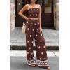 image:imagePRETTYGARDEN 2 Piece Sets for Women Summer 2026 Travel Outfits Print Tube Tops Wide Leg Pants Beach Vacation ClothesBrown