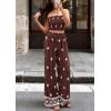 image:imagePRETTYGARDEN 2 Piece Sets for Women Summer 2026 Travel Outfits Print Tube Tops Wide Leg Pants Beach Vacation ClothesBrown