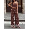 image:imagePRETTYGARDEN 2 Piece Sets for Women Summer 2026 Travel Outfits Print Tube Tops Wide Leg Pants Beach Vacation ClothesBrown